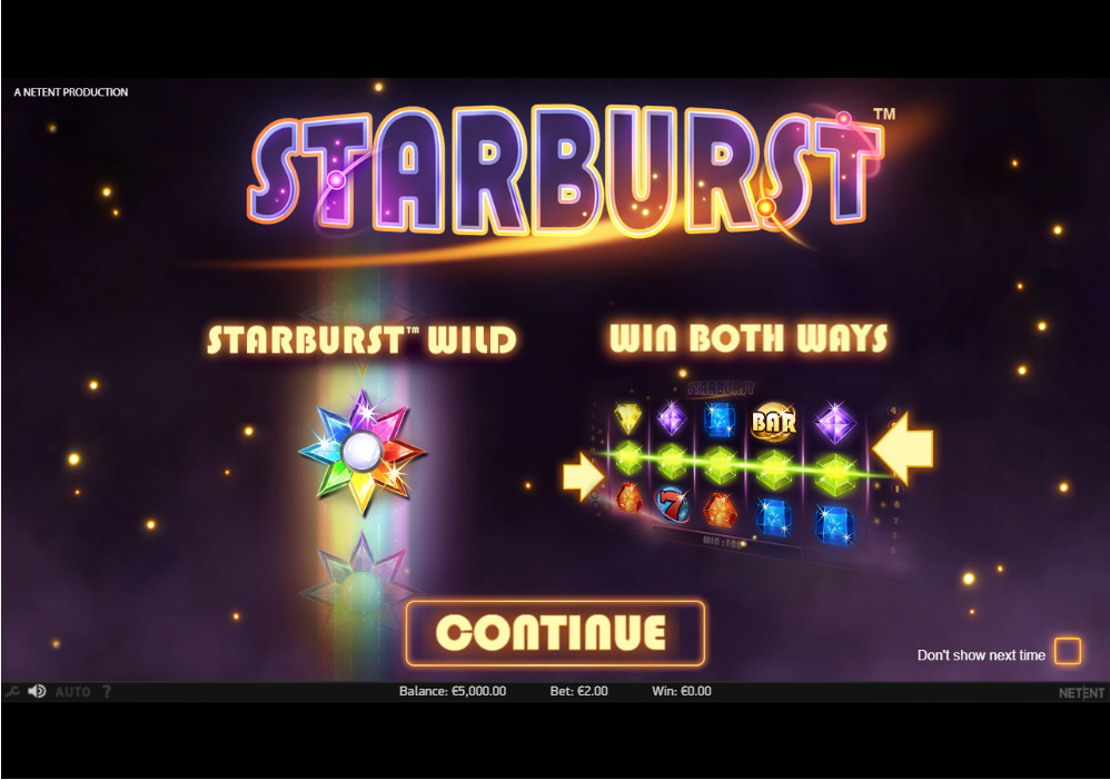 Starburst est le 2 way slots le plus connu