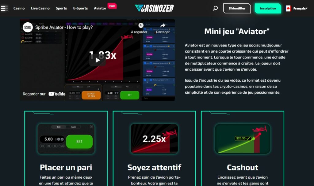 aviator est un des plus gros succes de casinozer