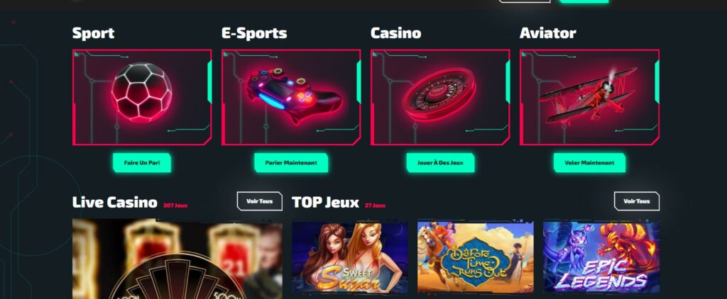 le design futuriste aux couleurs neons de casinozer plaira aux plus jeunes