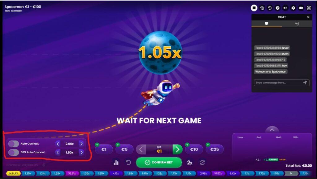 le systeme de cashout automatique du jeu de crash spaceman