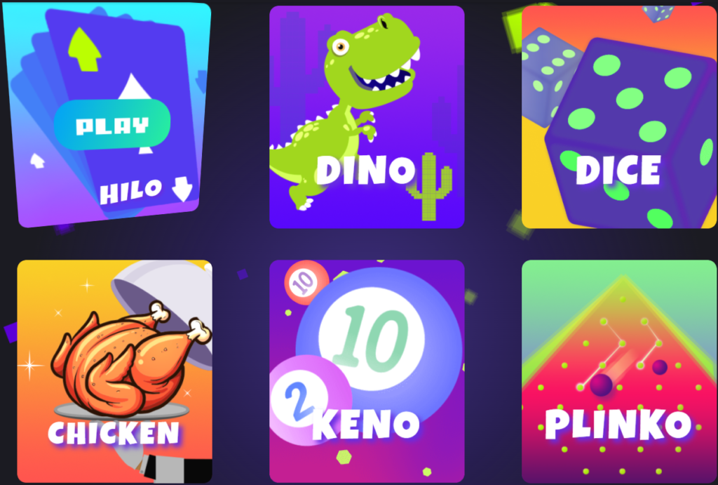 les mini jeux crash de mystake incluant le celebre Dino