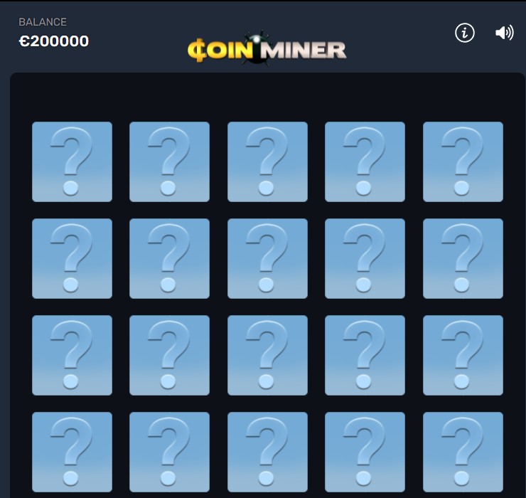 interface de coin miner, simple elle nous rappelle le jeu du démineur