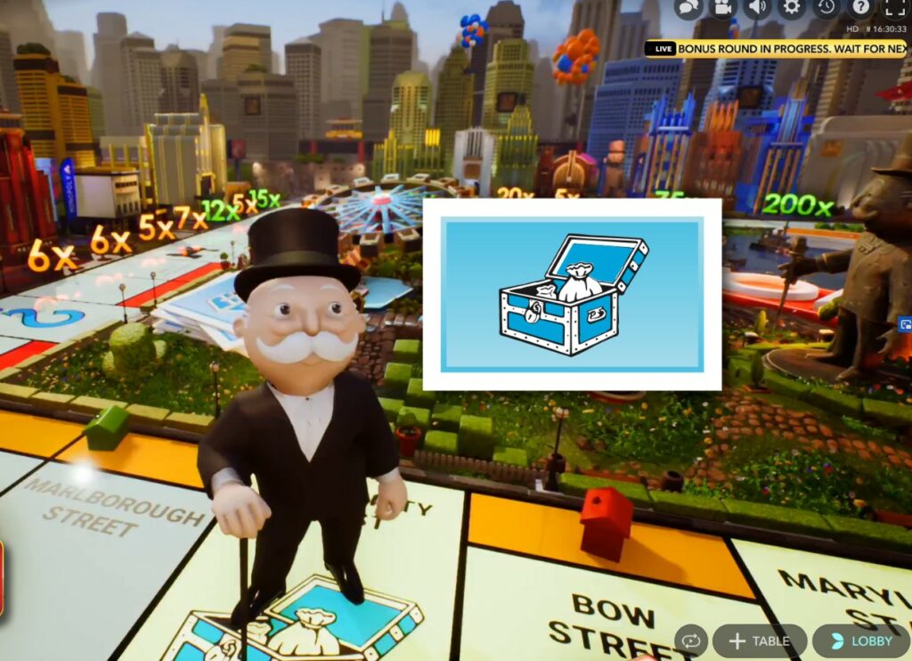 une case bonus chance au jeu monopoly casino