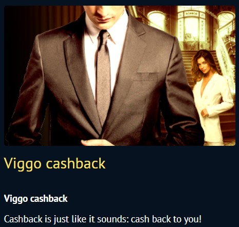 viggoslots offre un systeme de cashback en bonus pour ses joueurs deja inscrits