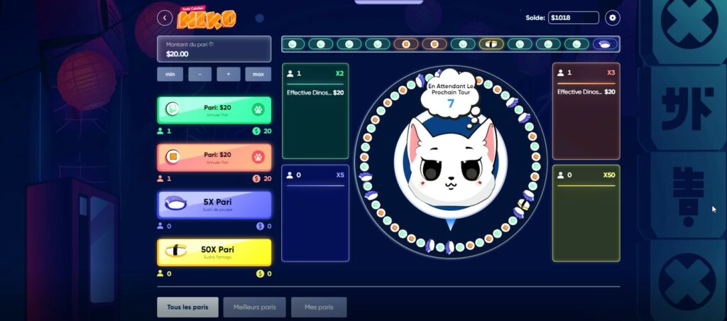 Dans neko casino vous pourrez choisir 4 sushis gagnants