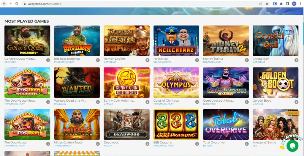 Wolfy casino présente un design très sobre mais extremement clair