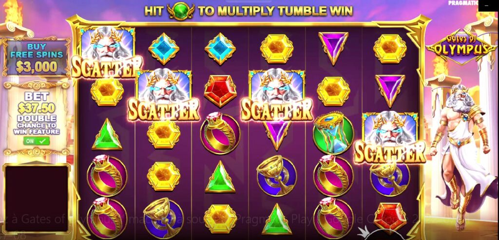 4 symboles scatters vous donnent acces aux free spins