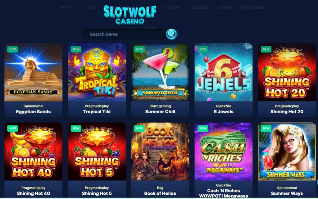 Slotwolf casino propose un design coloré tres agreable