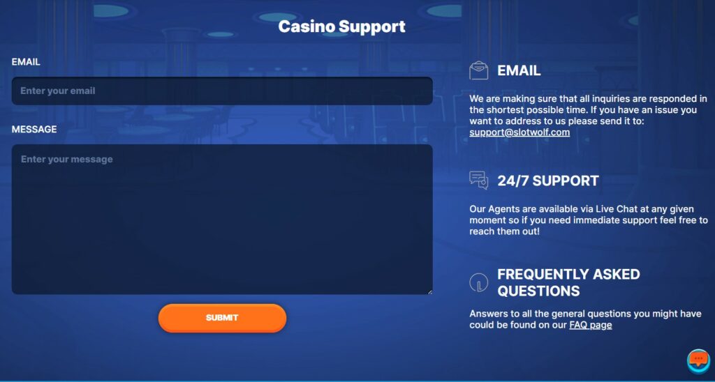 le service client de slotwolf offre de nombreuses options