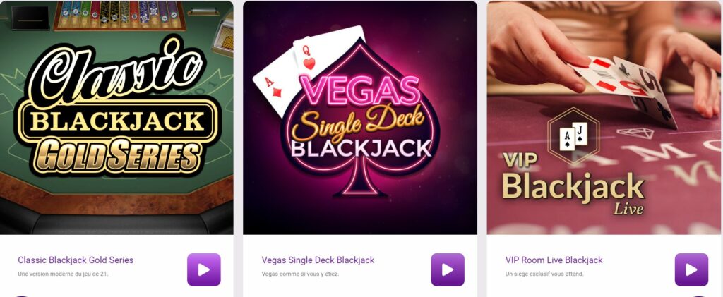 vous retrouverez une selection de jeux de casino en direct