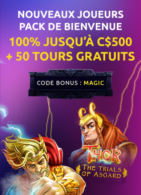 Le bonus de bienvenue de slots magic est de 500$