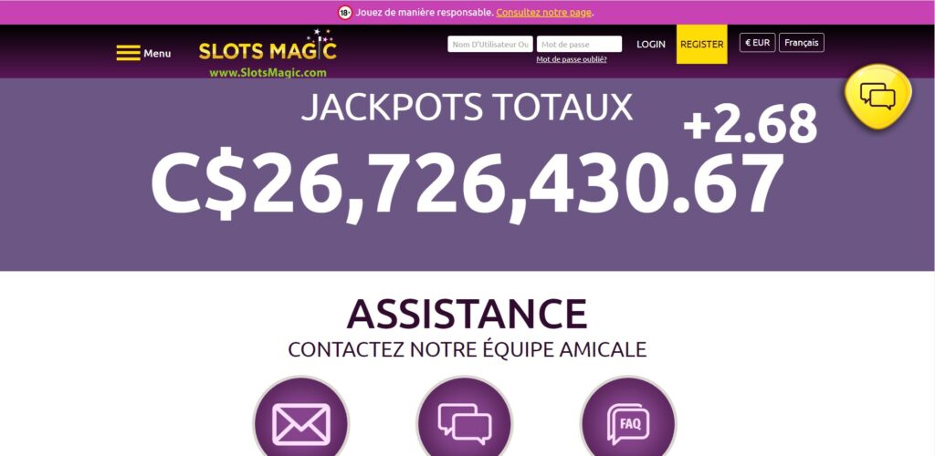 Slots Magic ne nous surprend pas avec son design pour le moins un peu austere