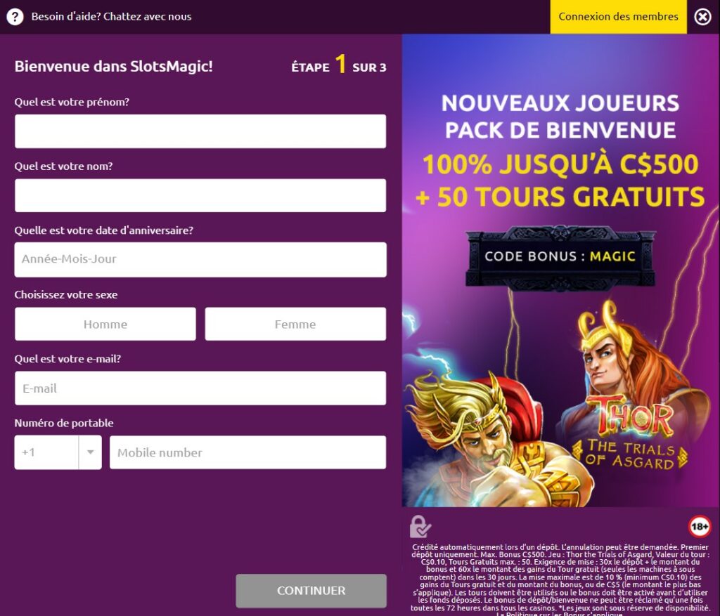 Slots magic offre un systeme d'inscription simple et sans fioritures