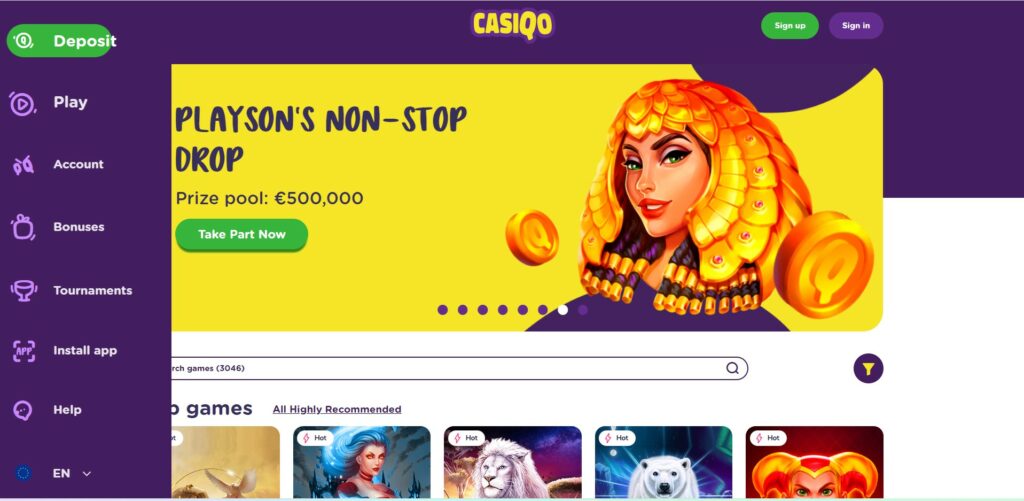 casiqo reprend les codes des casino actuels avec un design moderne et coloré