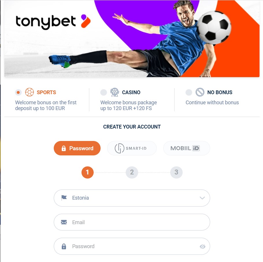 comment s'inscrire sur Tonybet