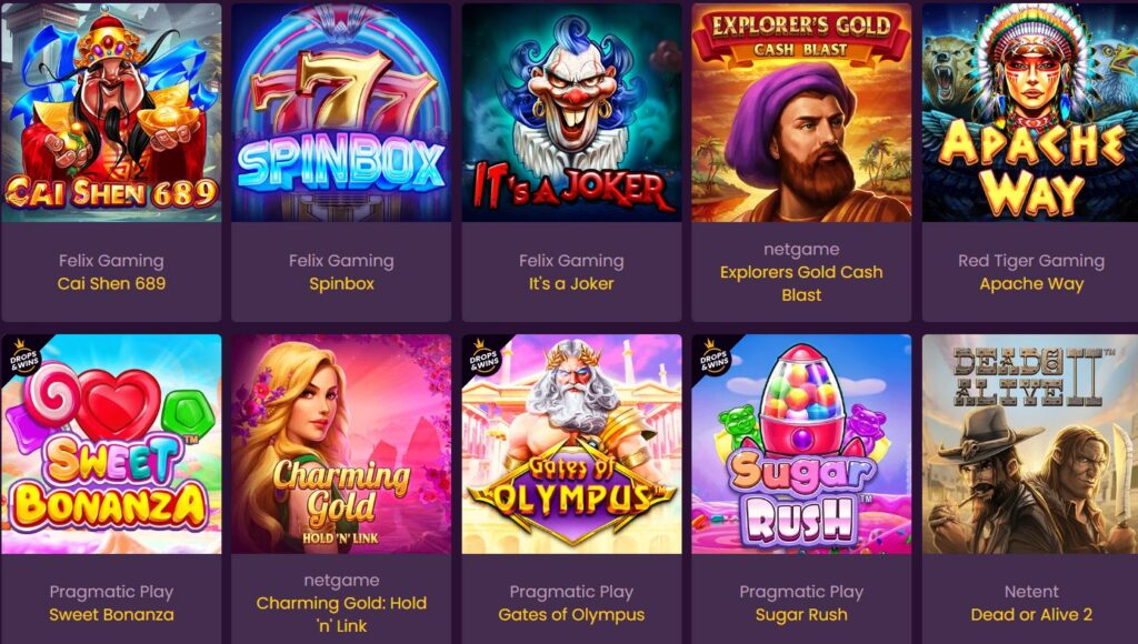 les jeux sont bien organises sur Bizzo Casino