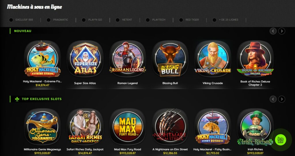 les machines a sous de 888 casino sont organisees de maniere coherentes