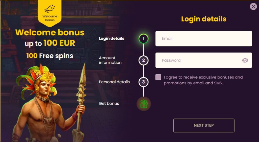 l'inscription a bizzo casino est claire et simple