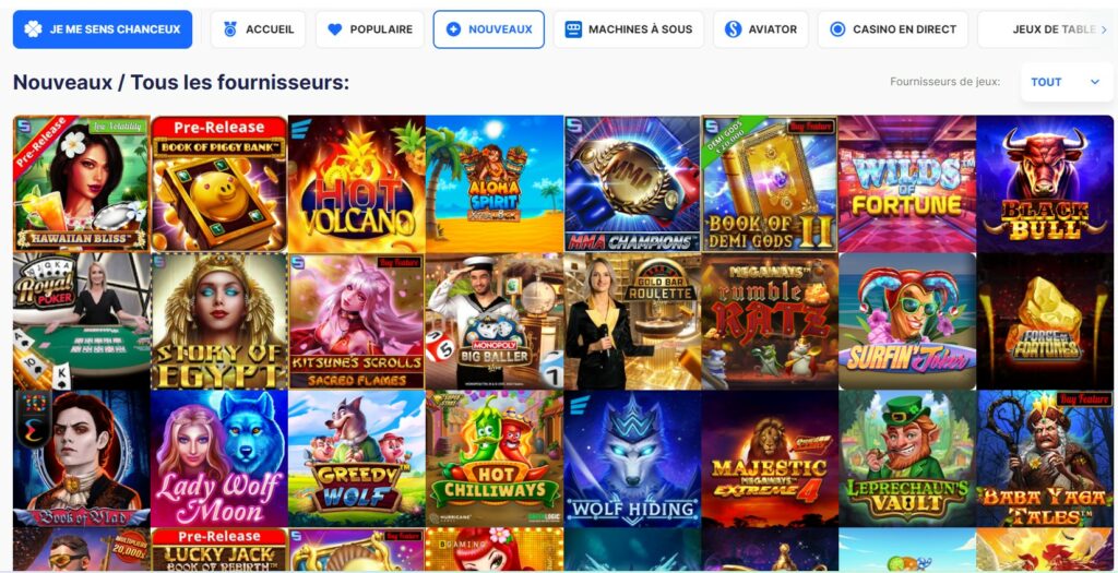 une option permet aux joueurs de ice casino de trouver une machine a sous au hasard!