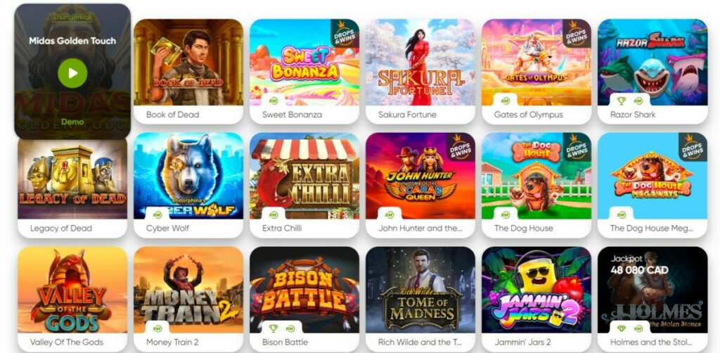 Un large choix de machines a sous est propose sur Fresh Casino