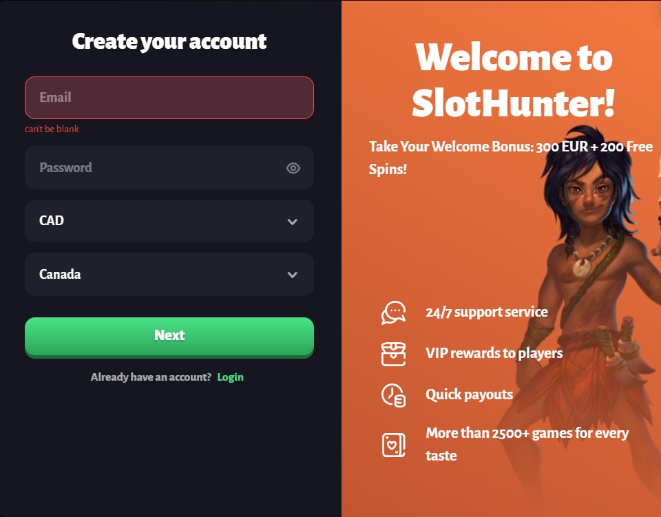 Une inscription classique pour slot hunter