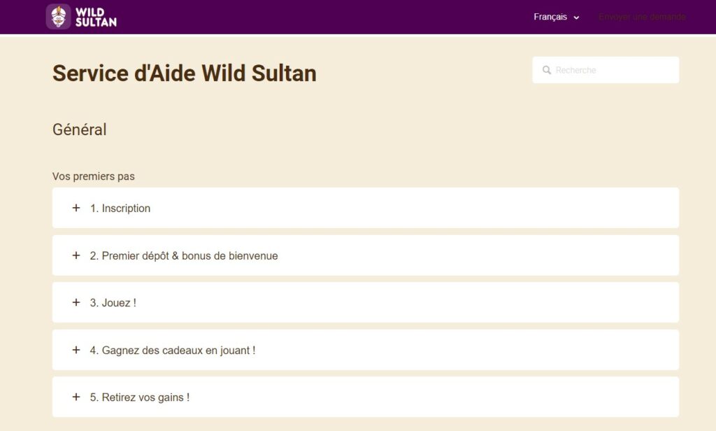 le service support client de Wild Sultan s'ouvre dans une nouvelle page