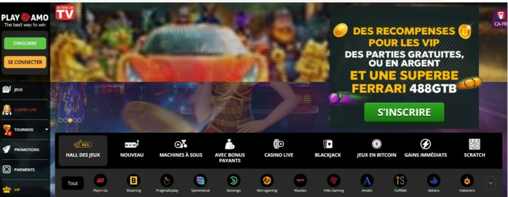 playamo - Bonus au Canada de 1 500$