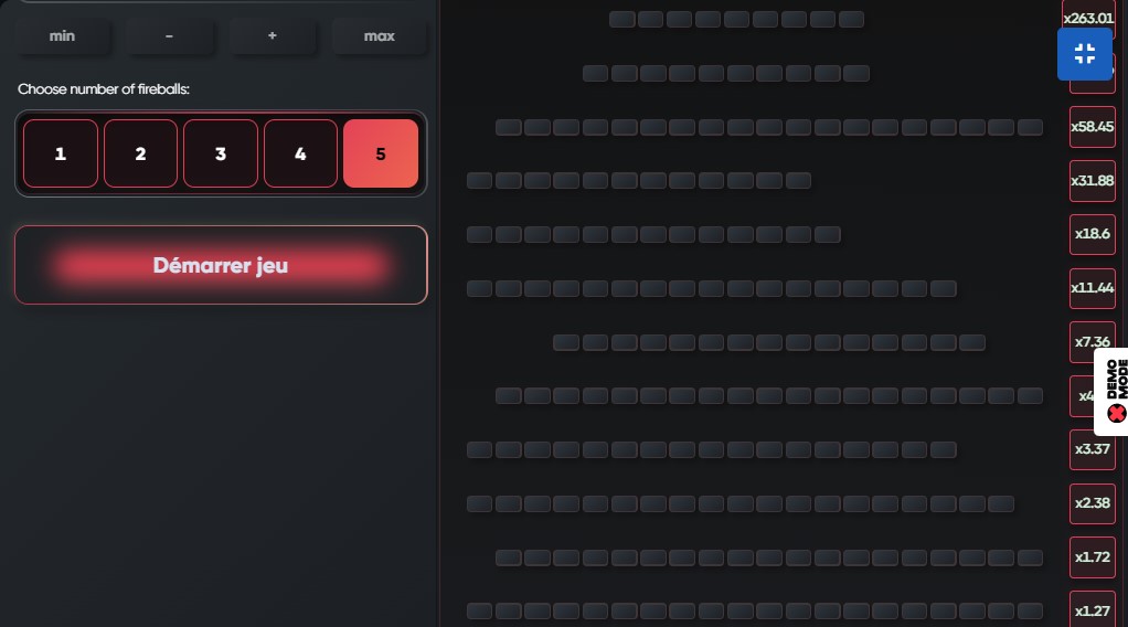 vous pouvez choisir le nombre de fireballs pour augmenter vos gains