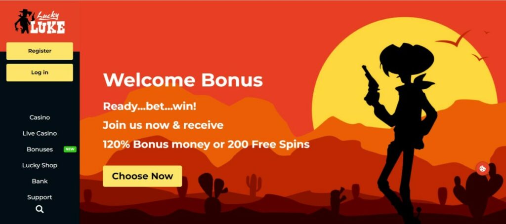 Lucky Luke Casino - Bonus 200$ et 200 free spins