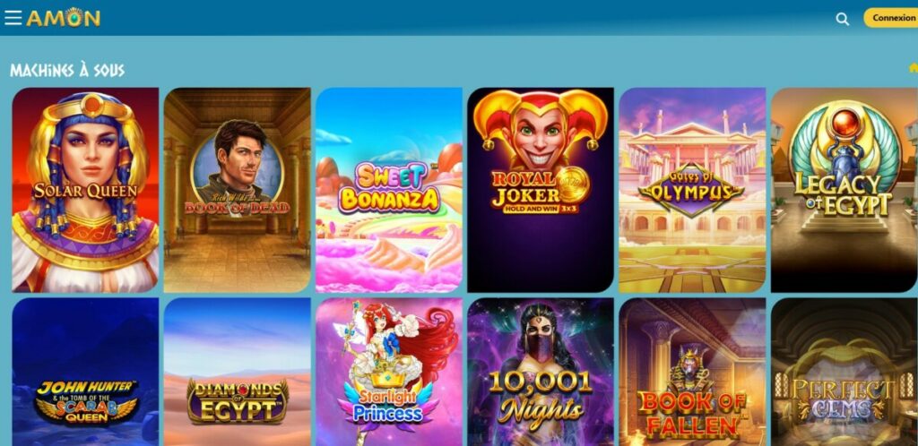 Amon Casino - Page des machines a sous et jeux