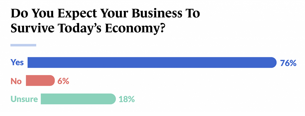 Chart showing percentage of small business owners that believe they can survive todays economy.