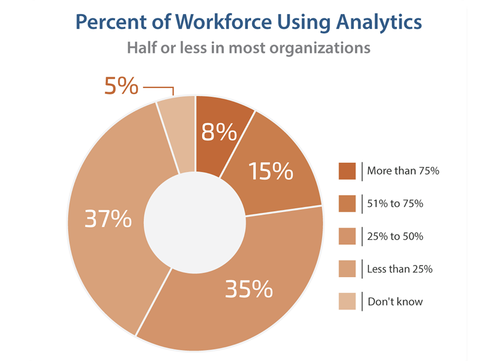 Pie chart showing the percentage of workforce using analytics.