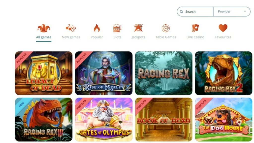 page des jeux de casino de locowin